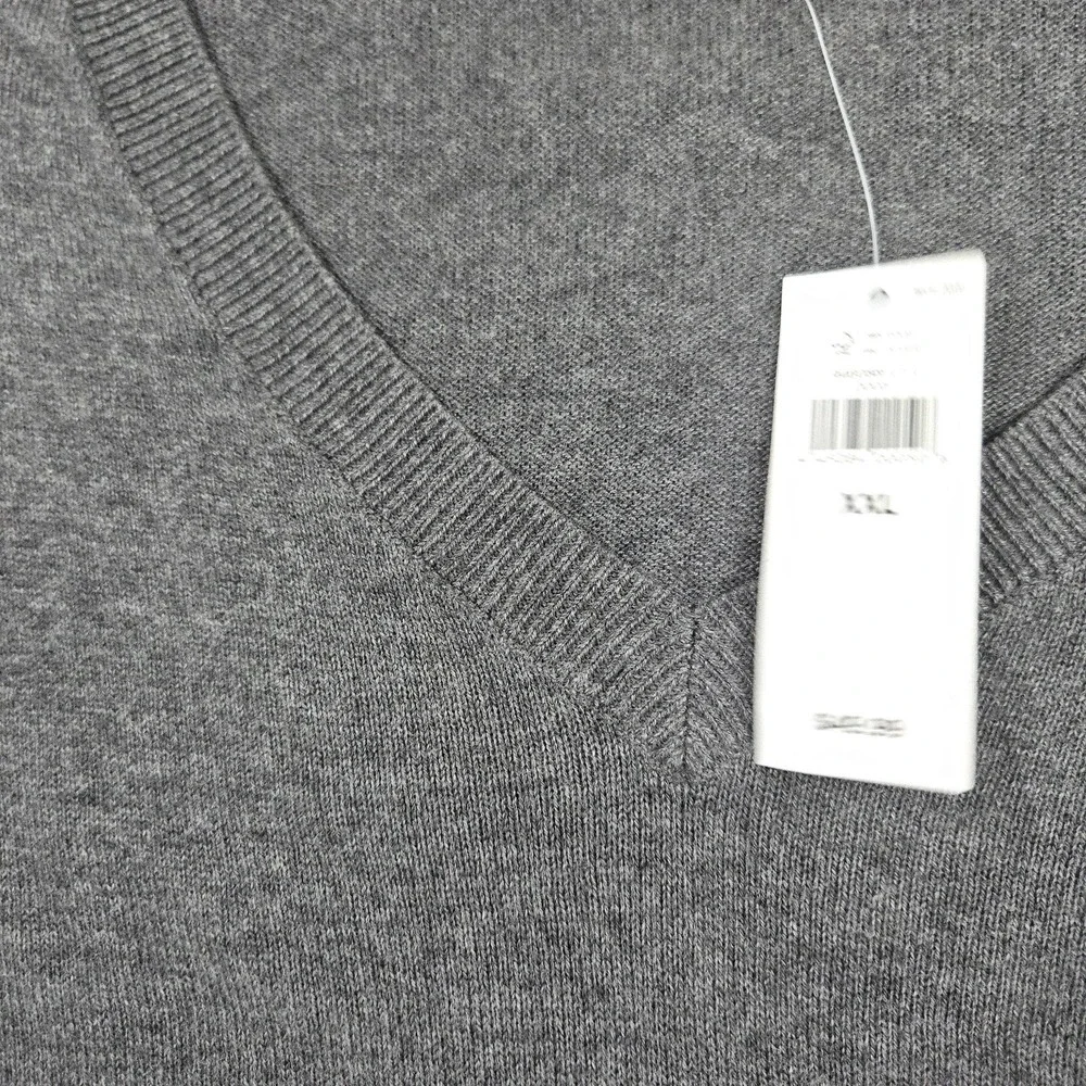 Banana‎ Republic Sweater Mens 2XL Gray V Neck Luxe Knit Pullover Lightweight